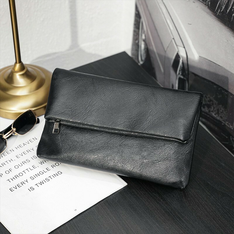新品 クラッチバッグ ビジネス セカンドバッグ バッグ 鞄 二つ折り シンプル メンズ ブラック 黒 モード カジュアル 送料無料