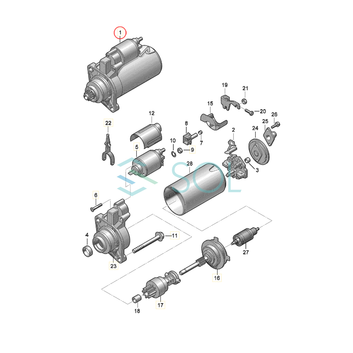 VW ワーゲン ゴルフ5 V 1K スターター セルモーター スターターモーター 新品 コア返却不要 02E911023J 02E911023JX_画像6