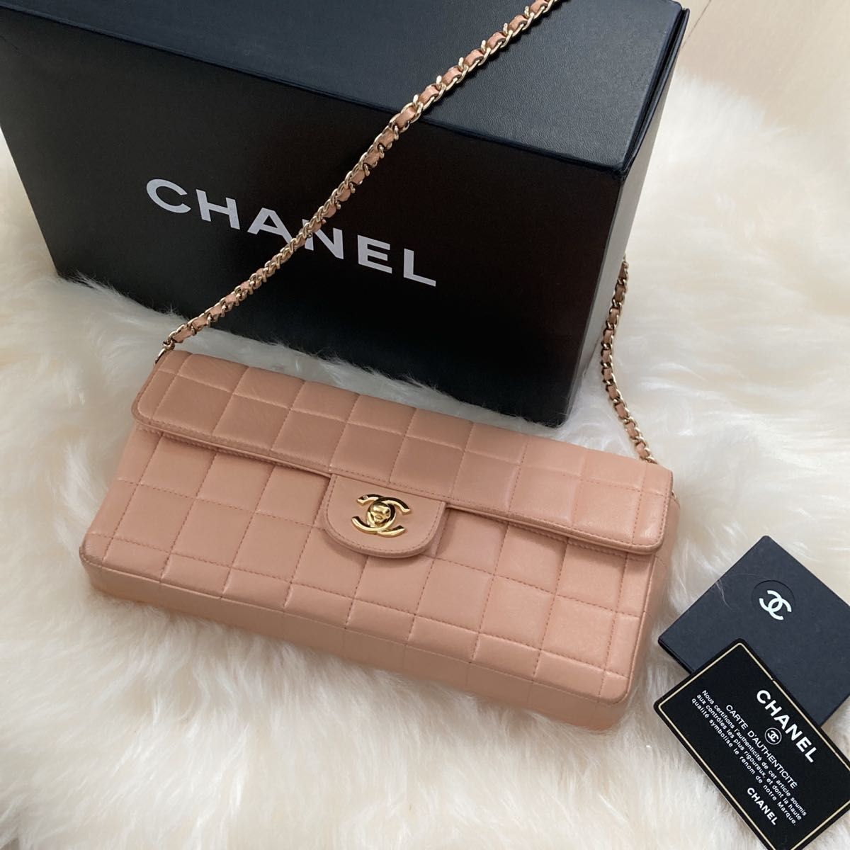 シャネル チョコバー チェーンショルダーバッグ チェーンバッグ ラムスキン CHANEL