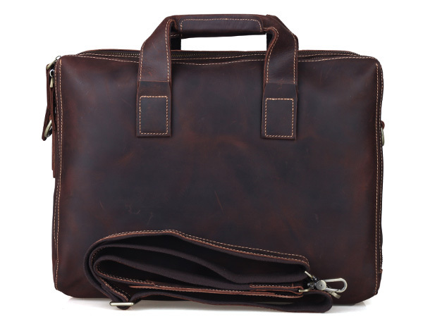 [ with translation ]1 jpy start ~ round fastener original leather briefcase men's business bag thick cow leather B4 document bag 15PC personal computer bag 