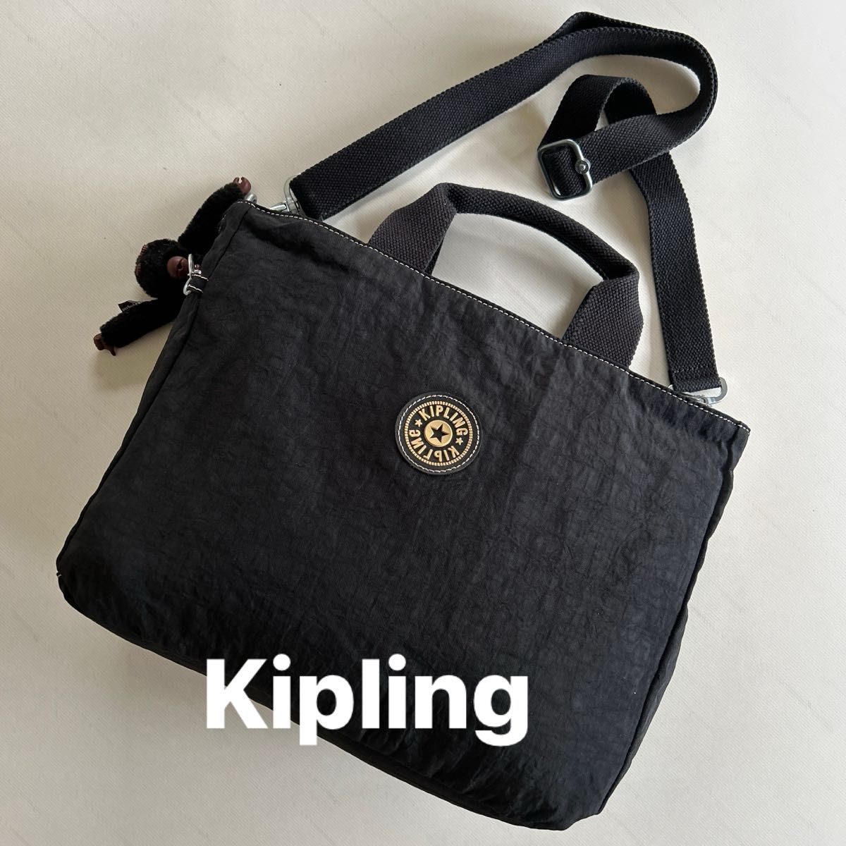 【Kipling】キプリング  A4対応　2way ナイロン　ショルダー　バッグ　黒  男女共用