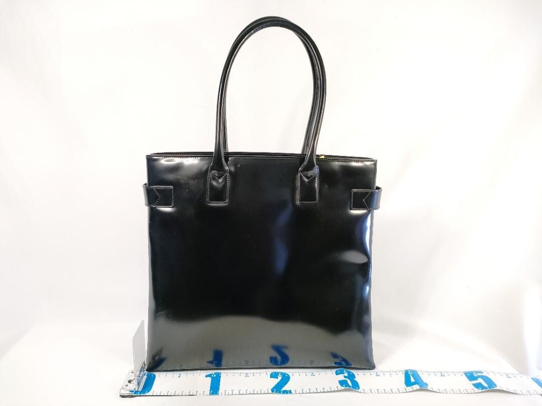 GUCCI Gucci handbag enamel black business bamboo attaching 9274