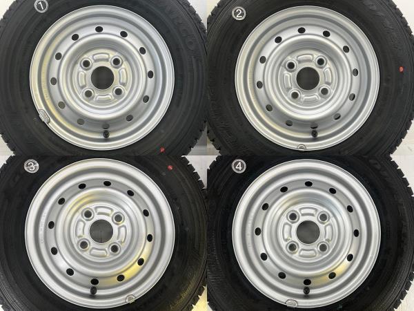 新品タイヤ 中古鉄ホイールセット 145R12 6PR (145/80R12 80/78N LT)相当 12×4B 4穴 PCD100 スズキ純正 グッドイヤー 冬 d809_画像3