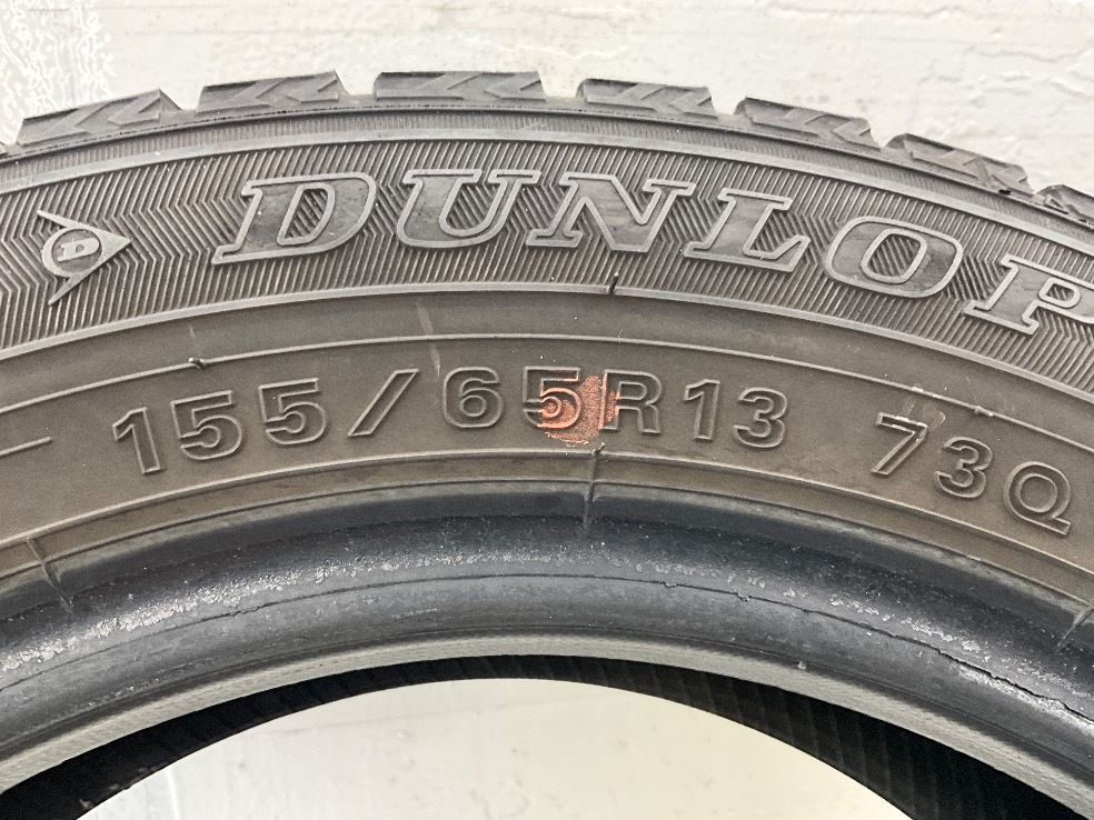 中古タイヤ 4本セット 155/65R13 73Q ダンロップ WINTERMAXX WM02 冬 スタッドレス 155/65/13 ゼストスパーク b6569_画像8