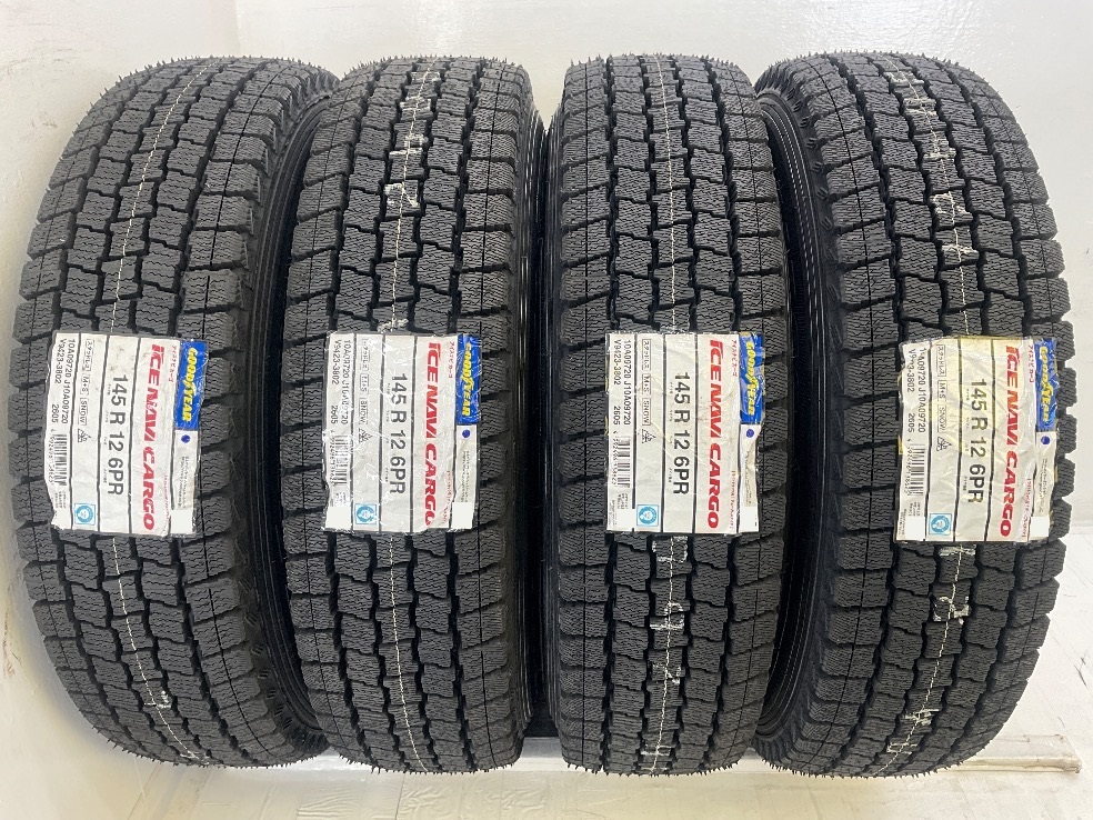 新品タイヤ 中古鉄ホイールセット 145R12 6PR (145/80R12 80/78N LT)相当 12×4B 4穴 PCD100 スズキ純正 グッドイヤー 冬 d809_画像5