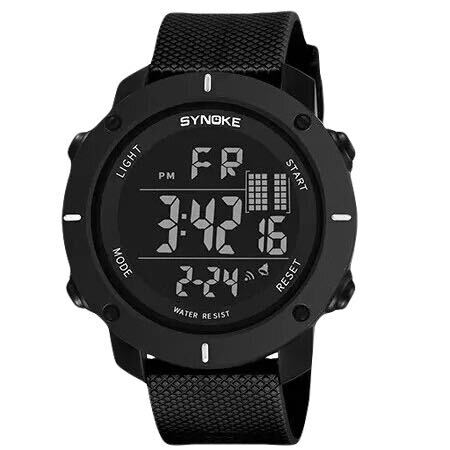 新品 SYNOKEスポーツデジタル 防水 デジタルストップウォッチ メンズ腕時計 9658 ブラック_画像3