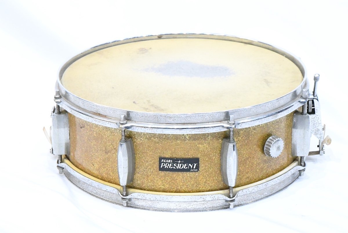 Pearl pearl Japan President President 14x5 -inch snare drum Gold lame hard case attaching Y20794714