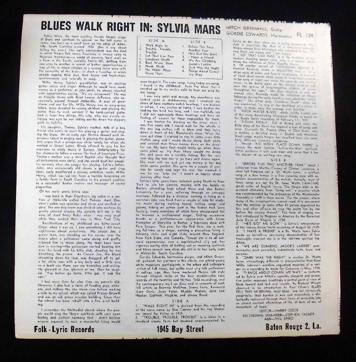 ●US-Folk-LyricオリジナルMono,””w/DG-Labels,Booklet!!”” Sylvia Mars / Blues Walk Right In_画像2