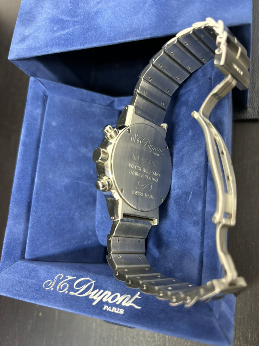 S.T.Dupont デュポン 腕時計 531C7AB03 GEOMETRIE CHRONOGRAPHE 耐水 ベルト：シルバー 盤面：ブラック_画像4