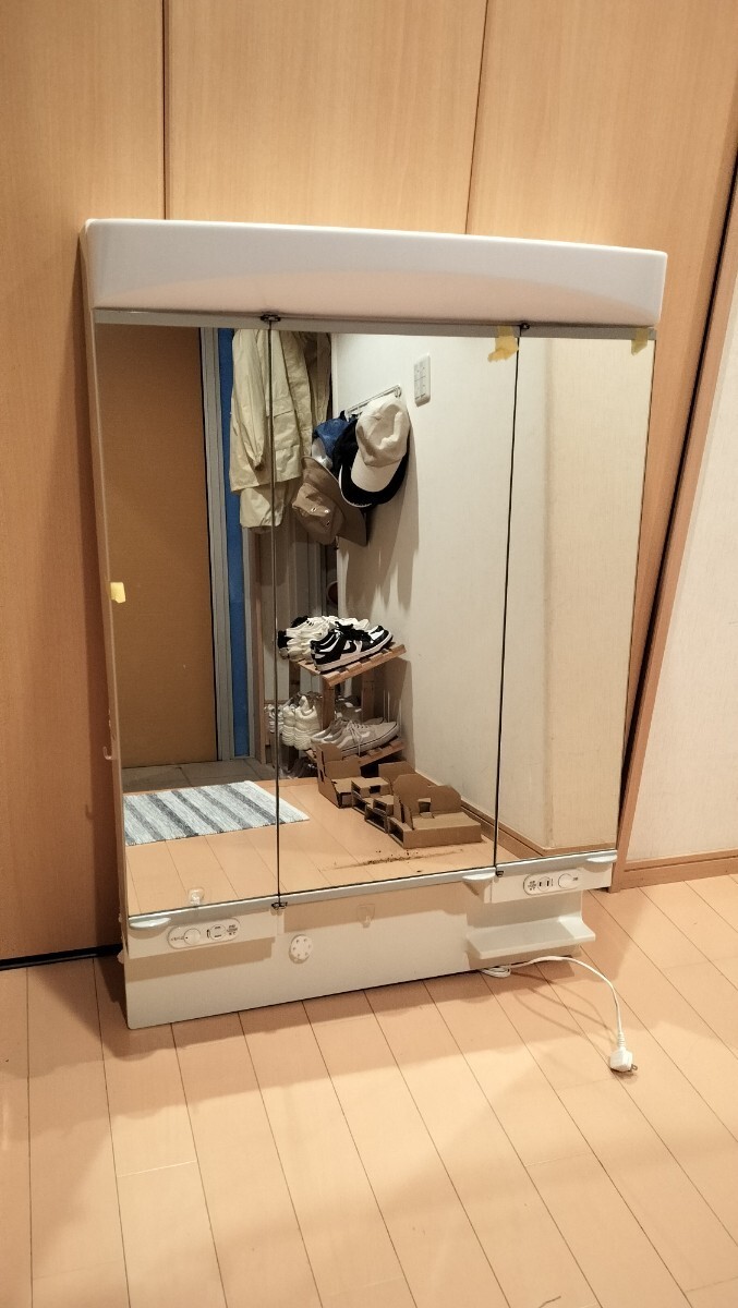 [引取り限定 愛知] 洗面化粧台750mm 三面鏡 National 中古の画像2