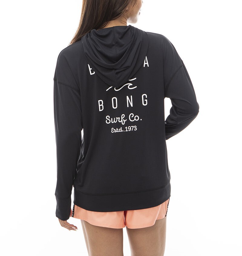 ★送料無料★2024春夏 新品【BILLABONG/ビラボン】LOOSE ZIP UP HOODED RASHGUARD ジップラッシュパーカー BLK レディースL BE013-862_画像1