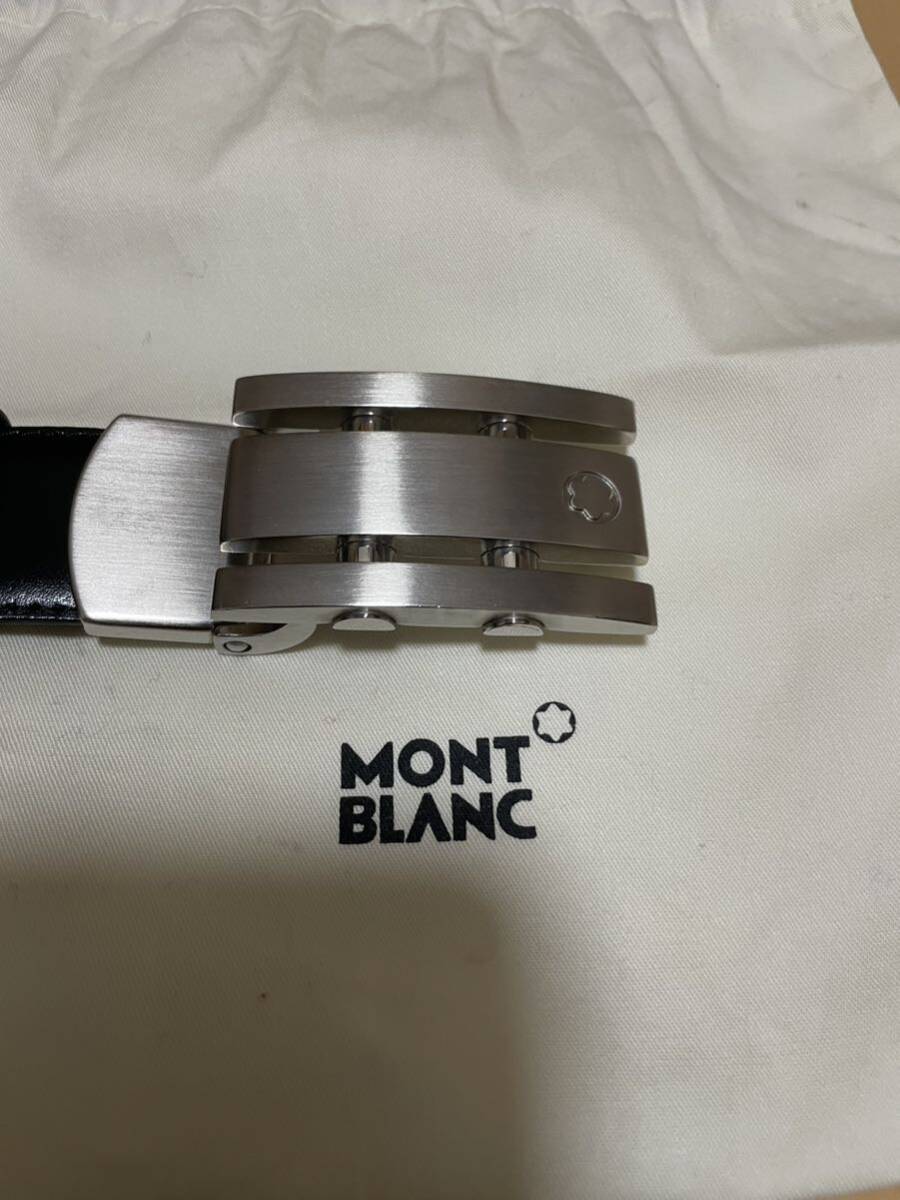 モンブラン Montblanc 本革 高級　レザー トップ式バックル ベルト ブラック×ダークブラウン 1円スタート_画像2