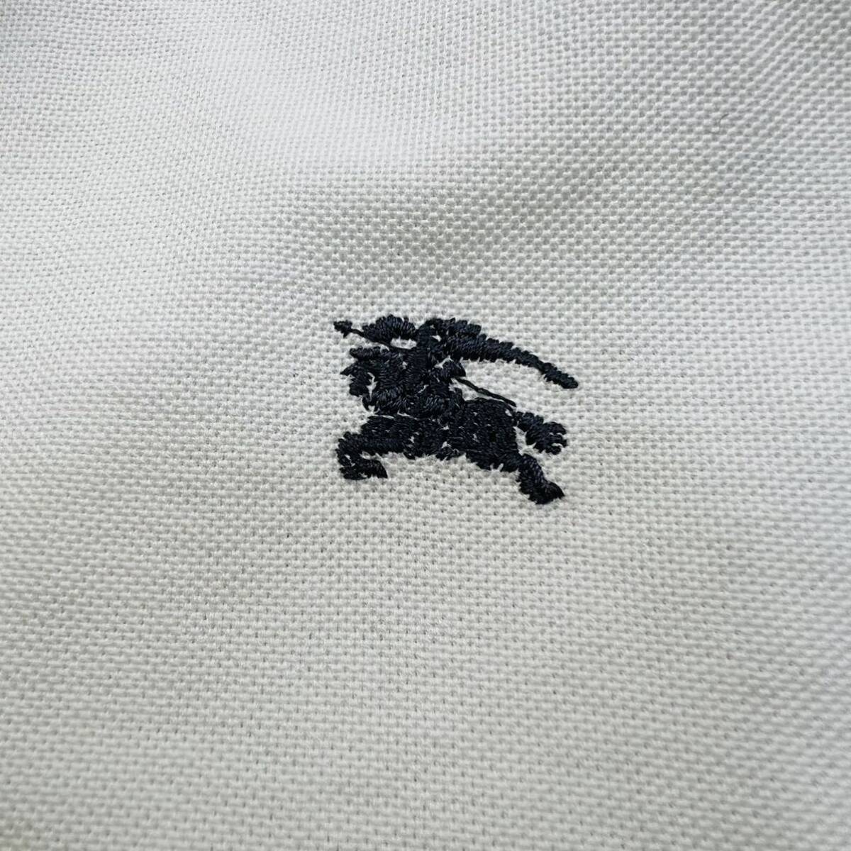 【極美品/希少Lサイズ】BURBERRY BLACK LABEL バーバリーブラックレーベル 半袖ポロシャツ ロゴ刺繍 ノバチェック 鹿の子 サイズLの画像4