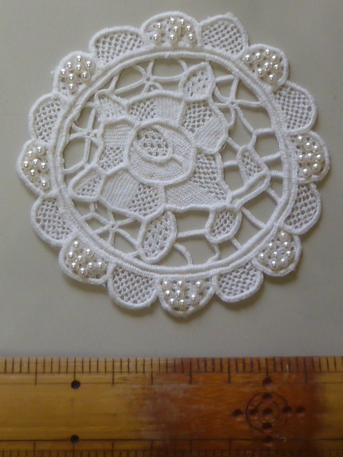 * hand processing beads attaching motif cotton Chemical race lovely . flower. like pattern ivory 2 pieces set 