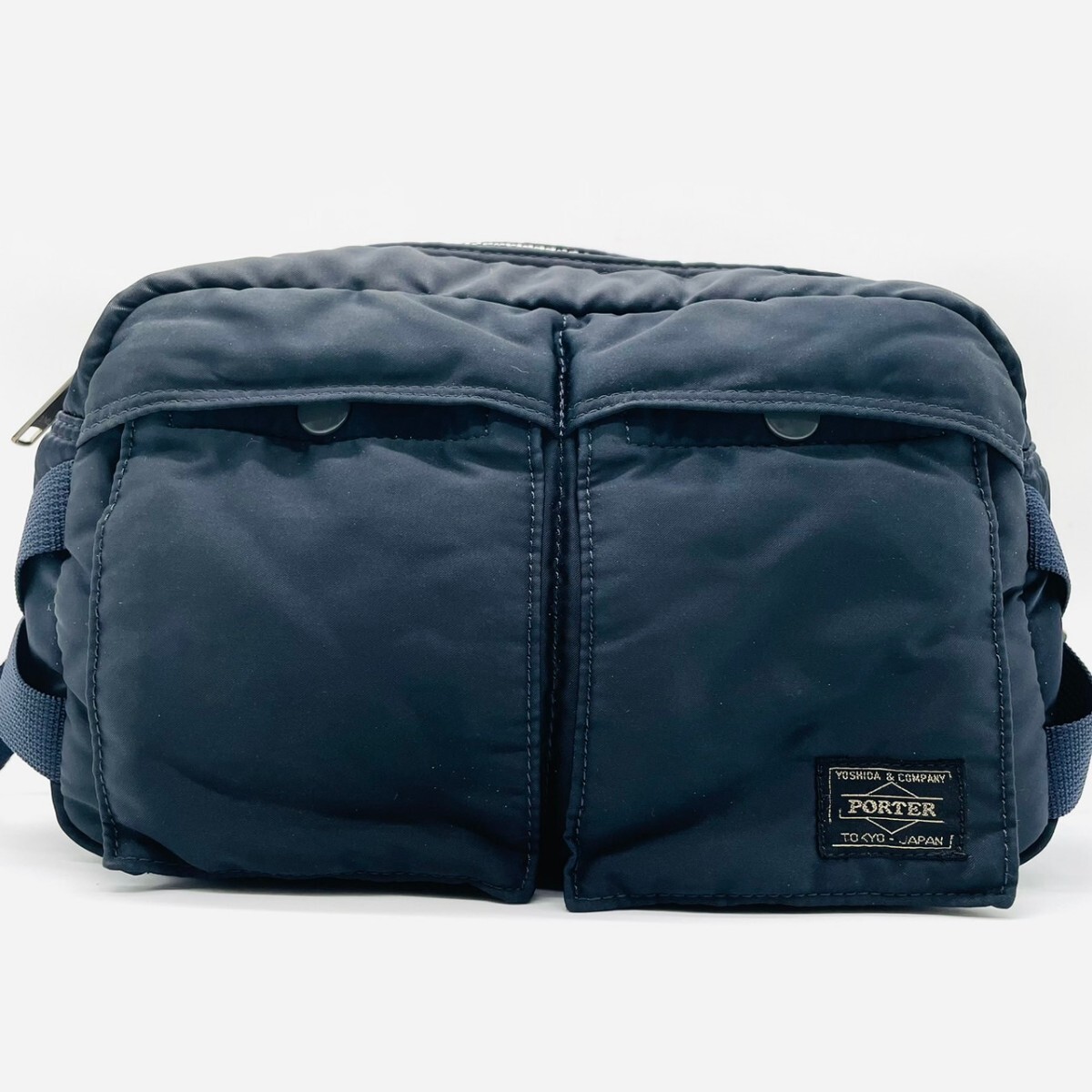 1 jpy * ultimate beautiful goods *PORTER Porter Headporter shoulder bag waist bag body bag tongue car iron blue navy 