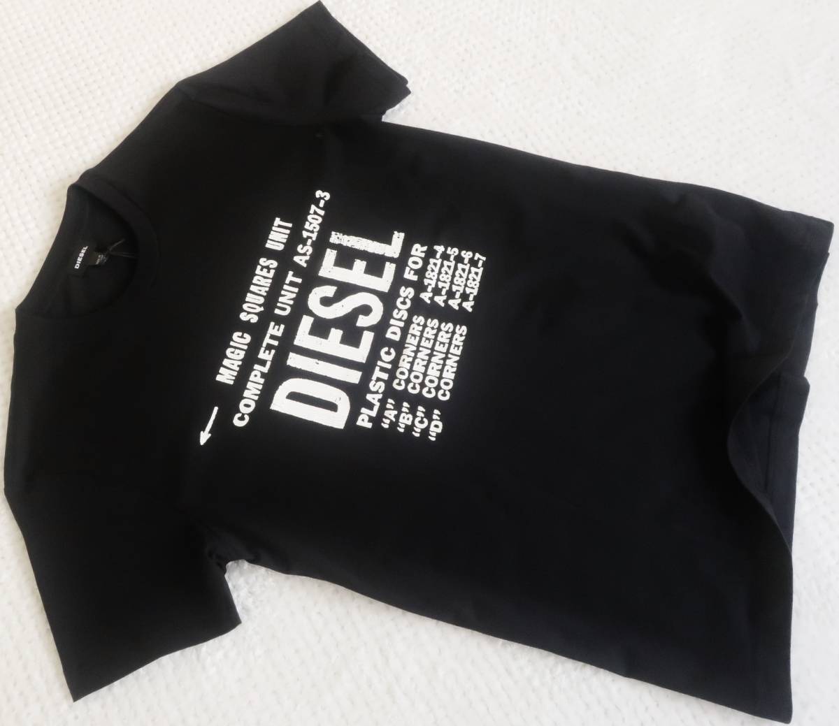 新品★ディーゼル DIESEL★ブラック グラフィック Tシャツ★ホワイト ヒビ割れ ビンテージ ロゴプリント 黒 白 XL★584_画像8