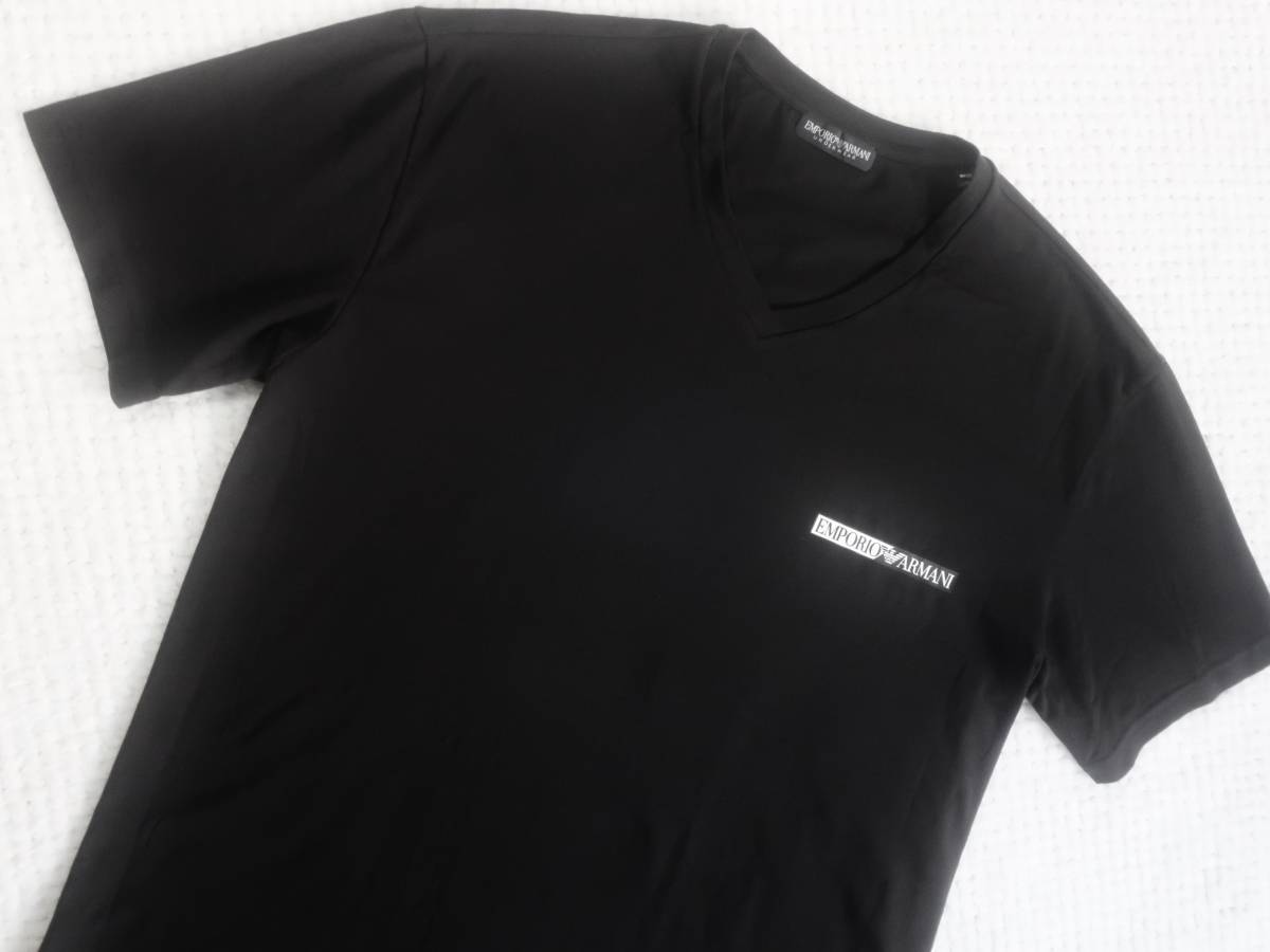 新品★エンポリオ アルマーニ★セクシーな ブラック Tシャツ★ストレッチ スリム Vネック 黒 XL★EMPORIO ARMANI EA★580_画像2