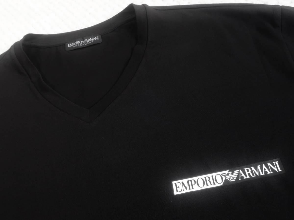 新品★エンポリオ アルマーニ★セクシーな ブラック Tシャツ★ストレッチ スリム Vネック 黒 XL★EMPORIO ARMANI EA★580_画像4