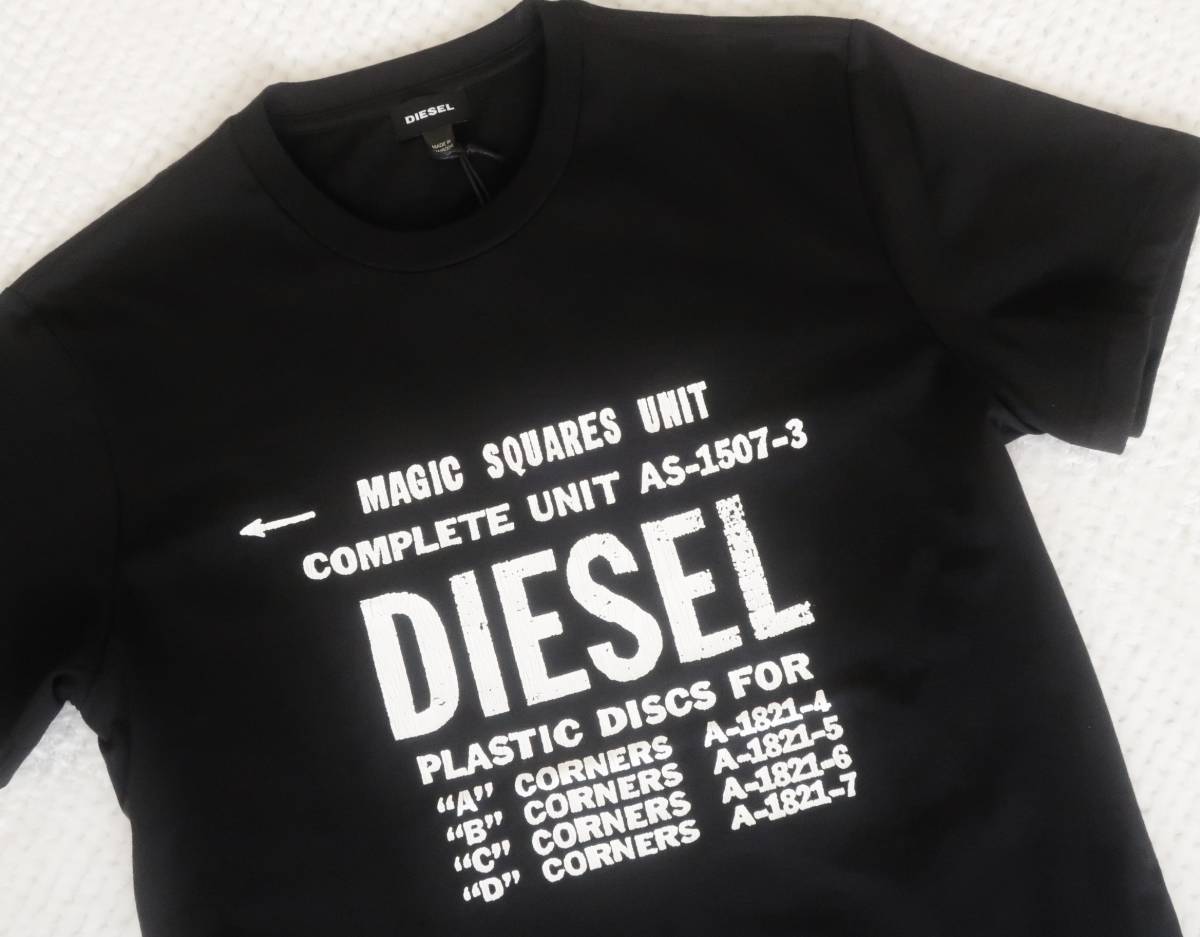 新品★ディーゼル DIESEL★ブラック グラフィック Tシャツ★ホワイト ヒビ割れ ビンテージ ロゴプリント 黒 白 XL★584_画像4