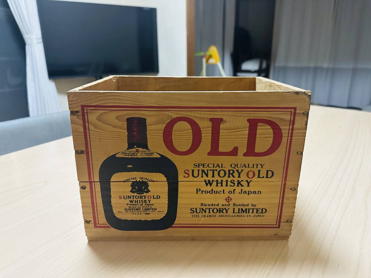 SUNTORY WHISKY 木箱 サントリー オールド ウイスキー ケース 木製 レトロ 空き箱 飾り 店舗 インテリア ディスプレイの画像2