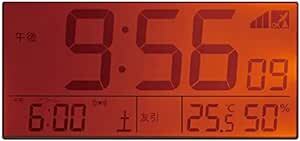 リズム(RHYTHM) 目覚まし時計 電波時計 電子音アラーム 温度 湿度 カレンダー 六曜 ライト付き ライトブラウン 8.9x_画像3