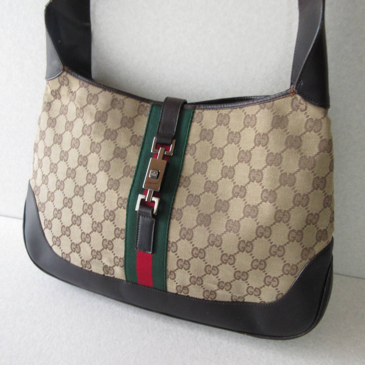 ○GUCCI グッチ◆ジャッキー GGキャンバス×レザー SV金具 ショルダーバッグ 肩掛け 001 3346 3444_画像2