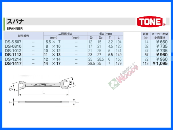 TONE-62 f-1円　スパナ 6本セット 最新 新型 DSシリーズ スパナ セット スパナレンチ トネ tone_画像5