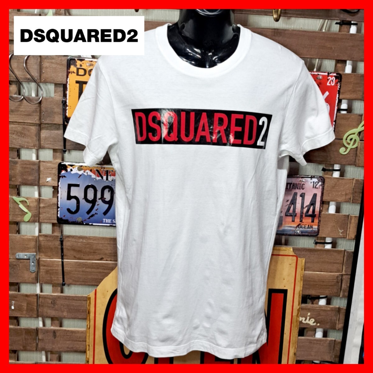 Dsquared2　ディースクエアード　ロゴプリント　クールフィット　半袖Tシャツ　Ｍ　ホワイト_画像1