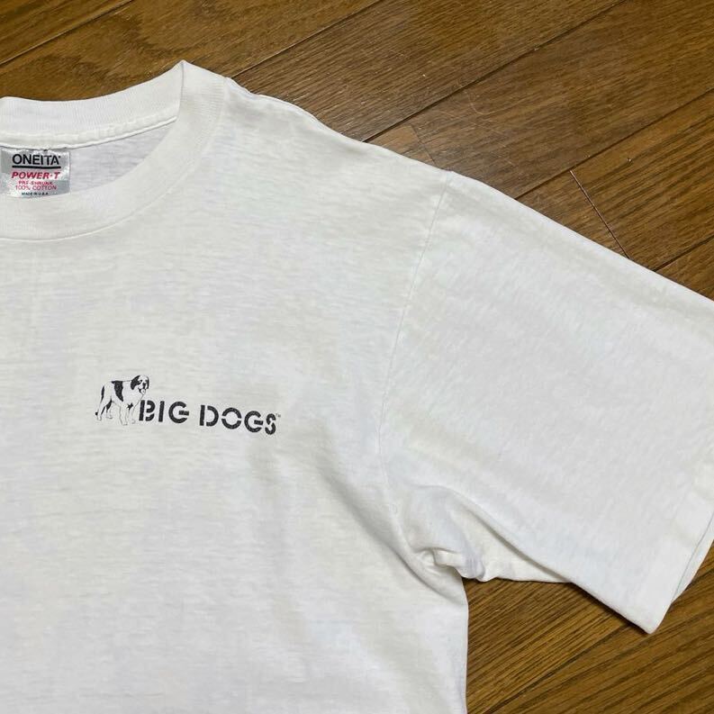 80s 90s USA製 ONEITA セントバーナード Tシャツ L 白 ビンテージ 両面プリント バックプリント 犬 ビッグサイズ オニータ フォトプリント_画像5