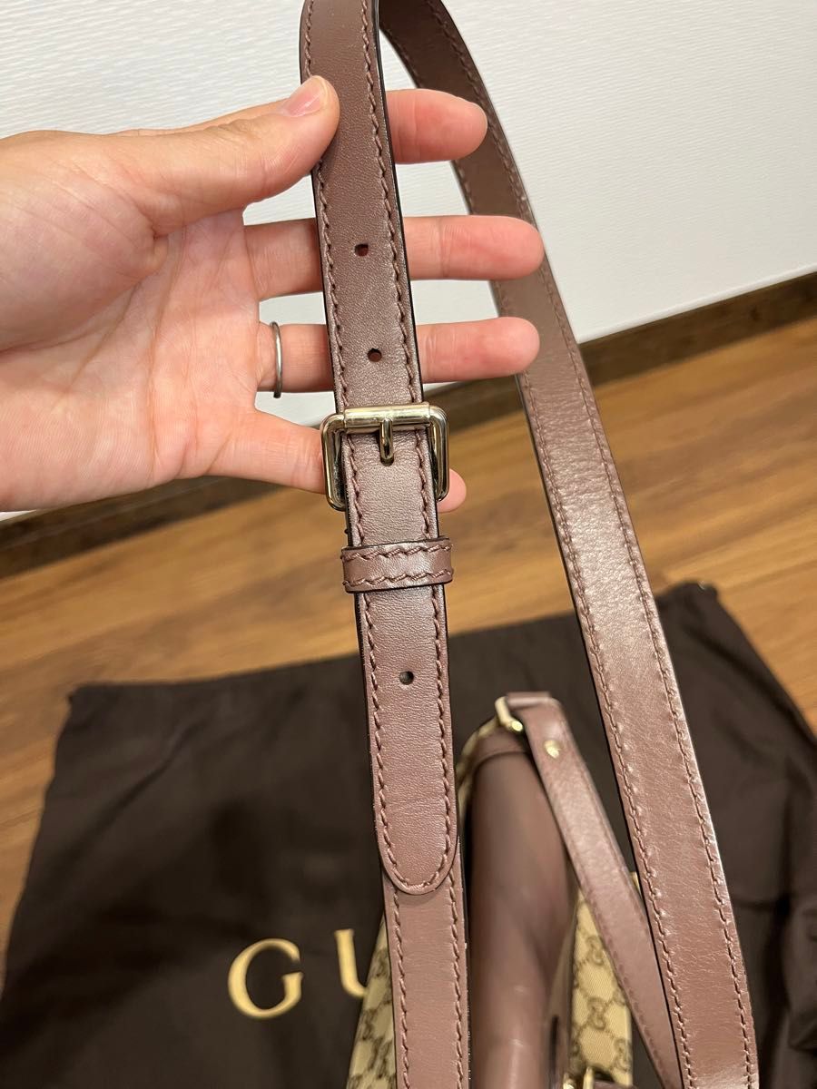 グッチ GUCCI ショルダーバッグ 308452 スーキー GG キャンバス レザー ベージュ 手提げ レディース トートバッグ