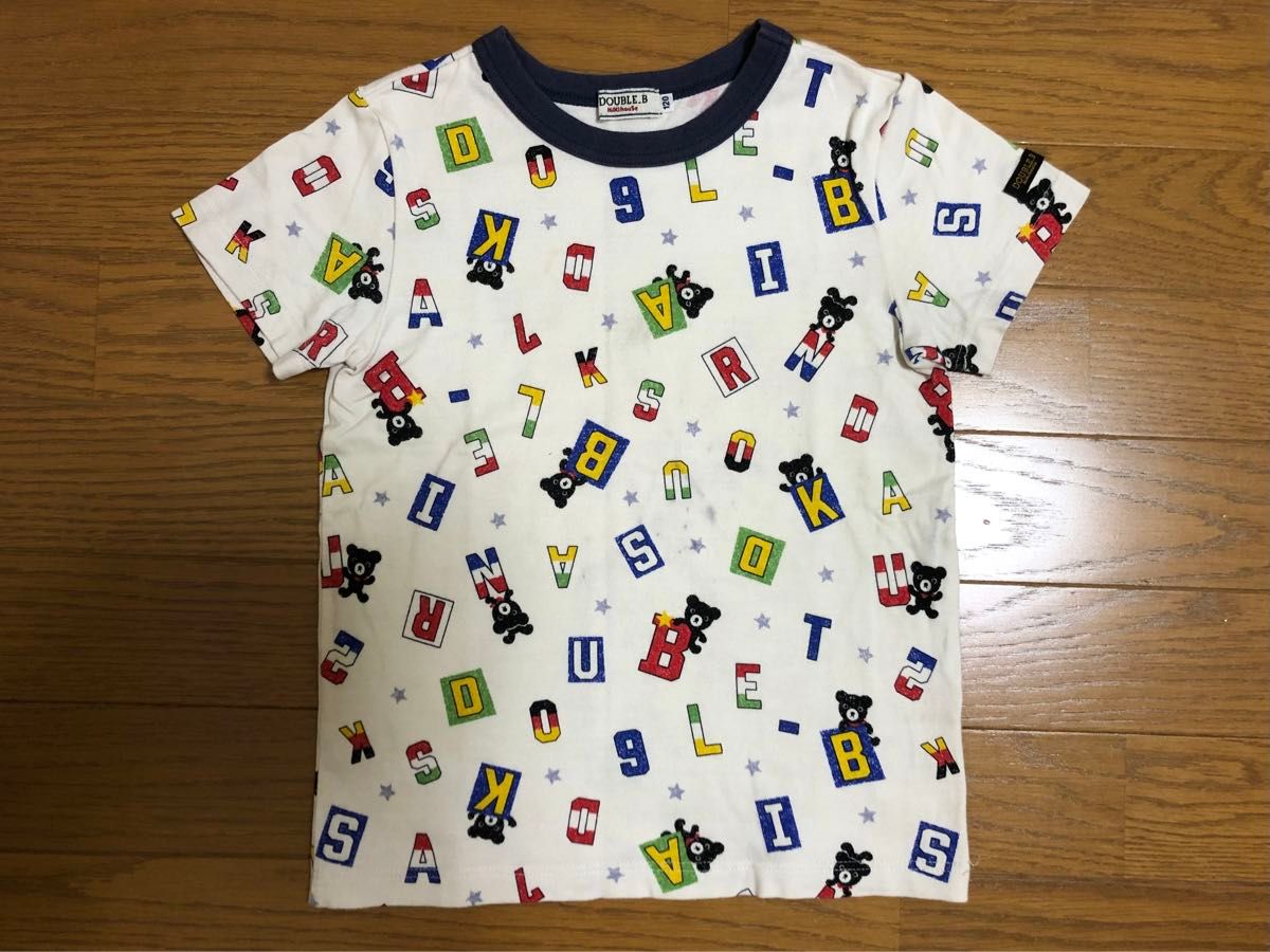 ミキハウス ダブルビー  ロゴTシャツ、速乾性ショートパンツ（120）