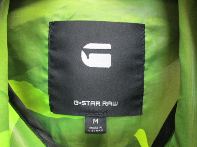 G-STAR RAW ジースター 迷彩柄ナイロンパーカー メンズM 黒×蛍光グリーン ウインドブレーカー フーディージャケット ブルゾン05011の画像2