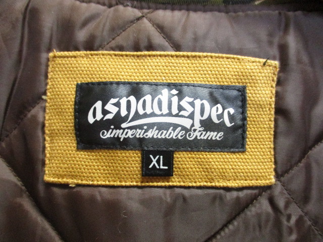ASNADISPEC アスナディスペック ダックジャケット メンズXL LL キャメル×迷彩柄キャンバスジャケット ワークジャケット パーカー01241の画像3