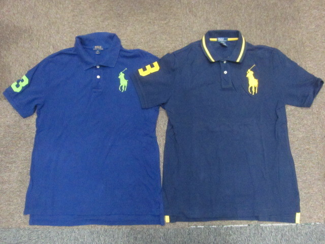 ラルフローレン　ビッグポニー　ポロシャツ　２点セット　ボーイズXL　メンズSM相当　紺青系 半袖シャツ ビッグロゴシャツ 半袖ウエア05110_画像1