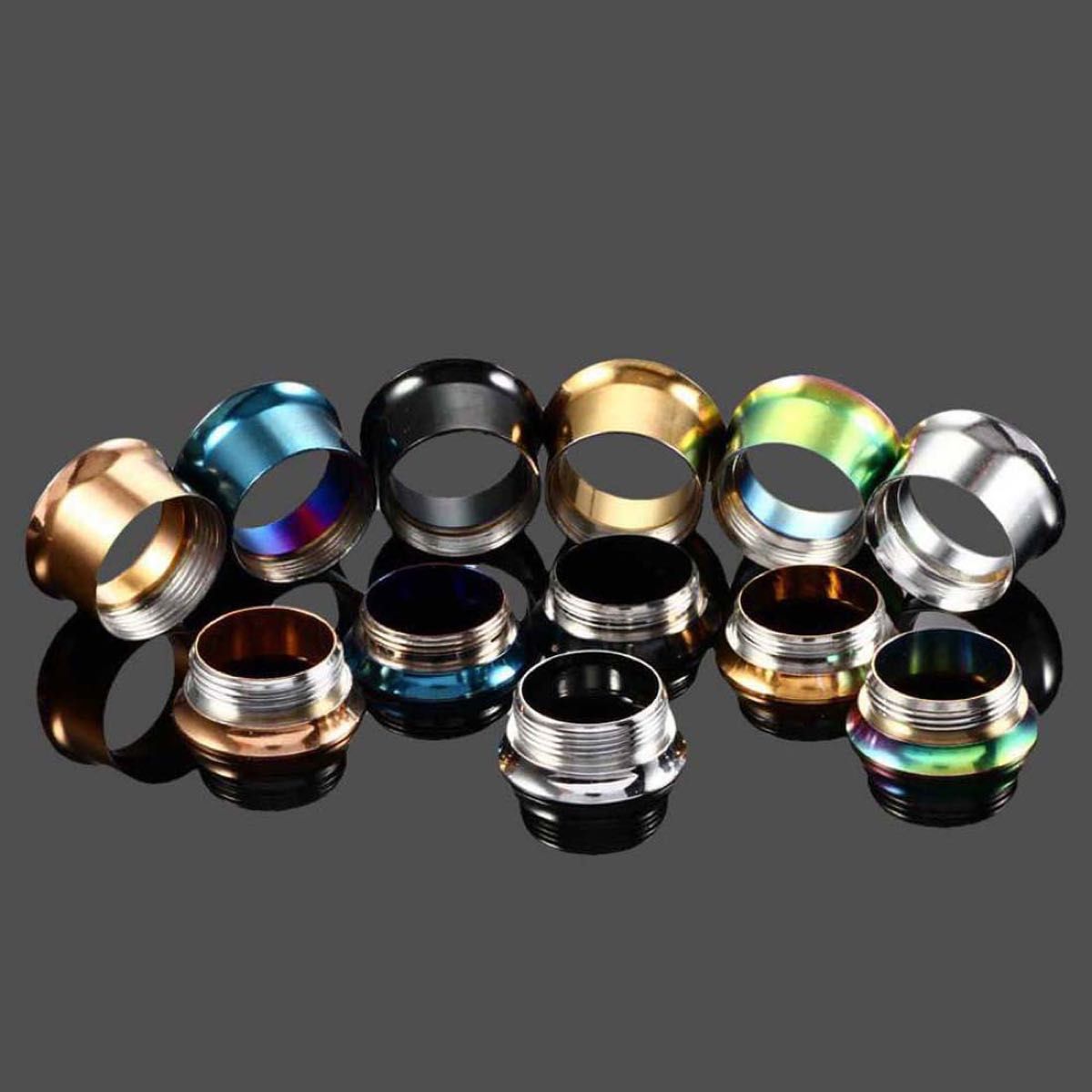 8mm（0G）ゴールド ボディピアス ダブルフレアトンネルピアスネジ式