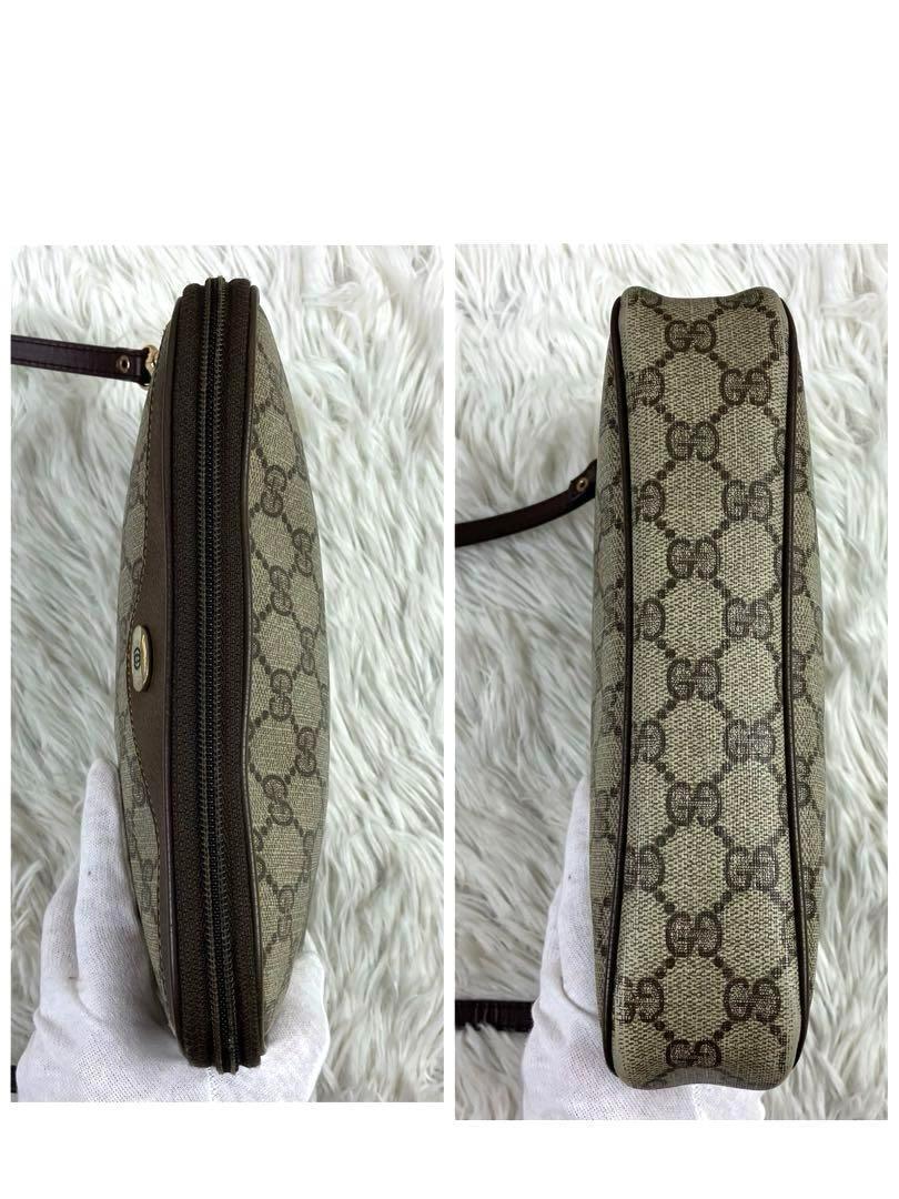 GUCCI グッチ オールドグッチ GG ショルダーバッグ 2way インターロッキング トート PVC レザー クラッチ ポーチ セカンド ブラウン_画像7