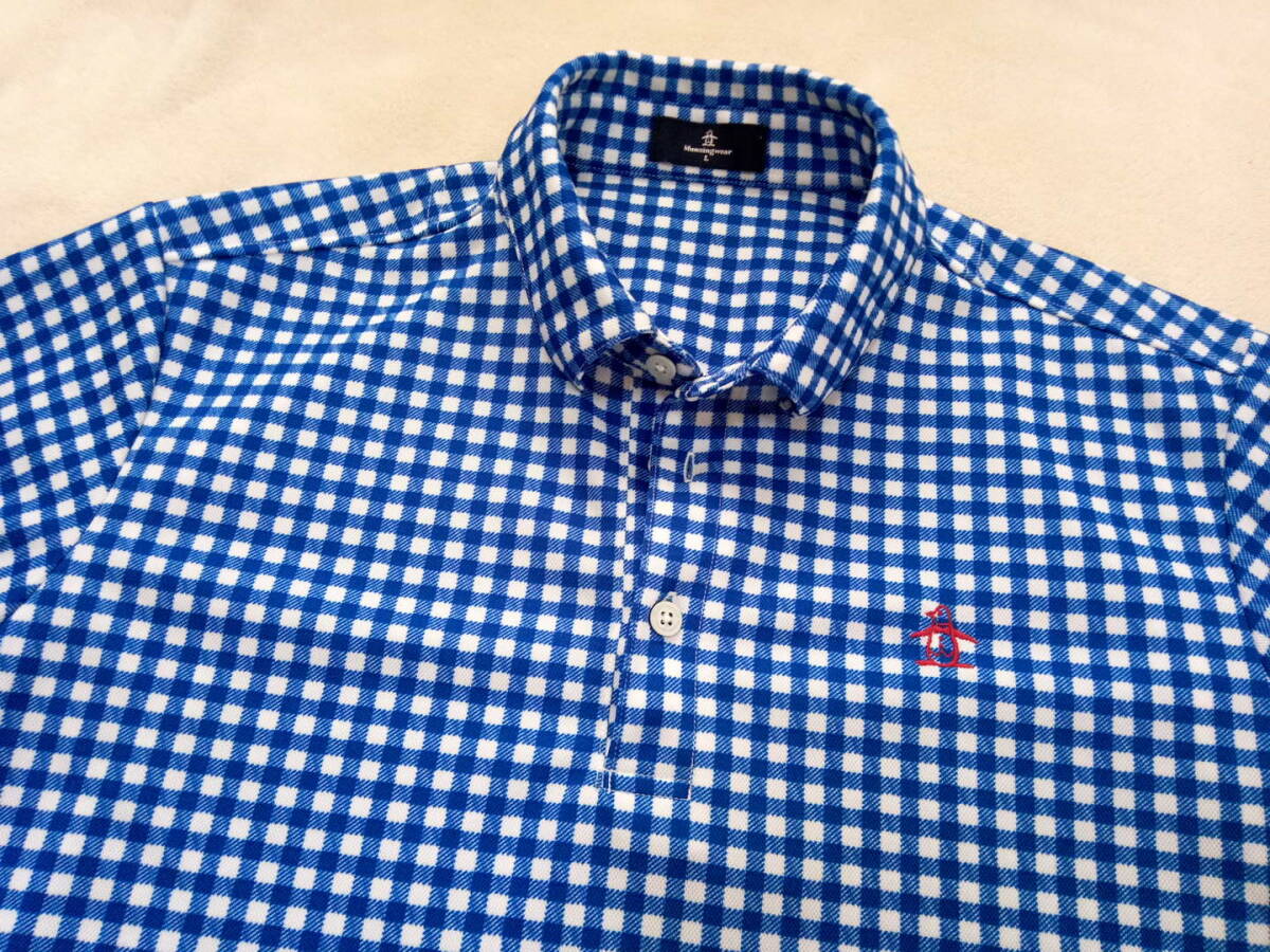  unused same Munsingwear wear check pattern b lumen z polo-shirt L dry material 