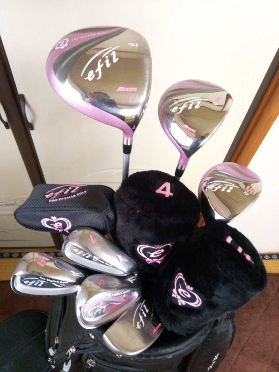 初心者向け　ミズノエフィル　Mizuno　efil　ゴルフセット　MEGAGOLF桜モデルキャディバッグ付き_画像1