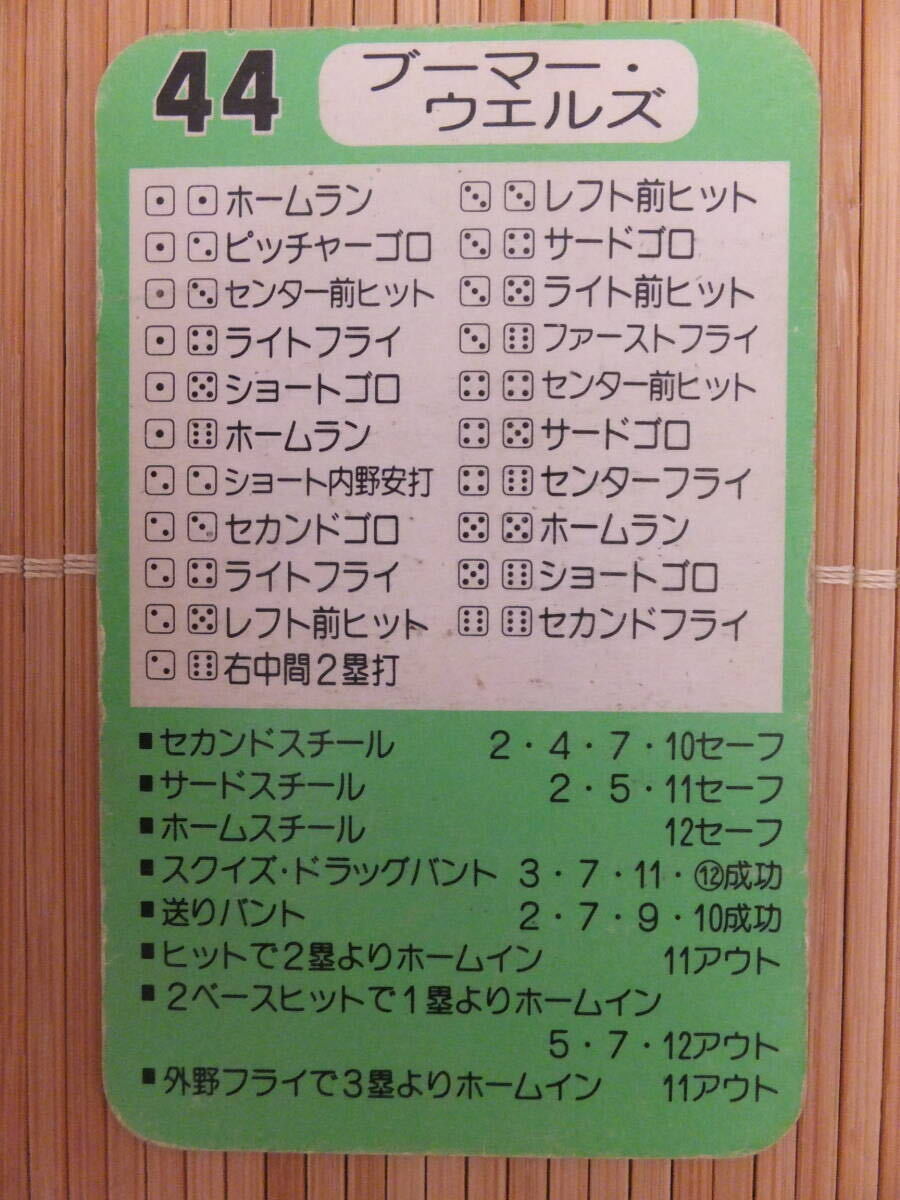 タカラ プロ野球カードゲーム 62年 阪急ブレーブス　ブーマー・ウェルズ（1枚）_画像2