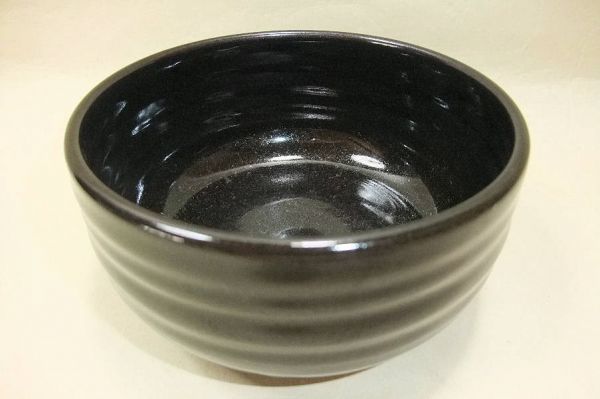 美品■茶道具 茶碗 九谷焼 陶岳造 天目釉 共箱■_画像3