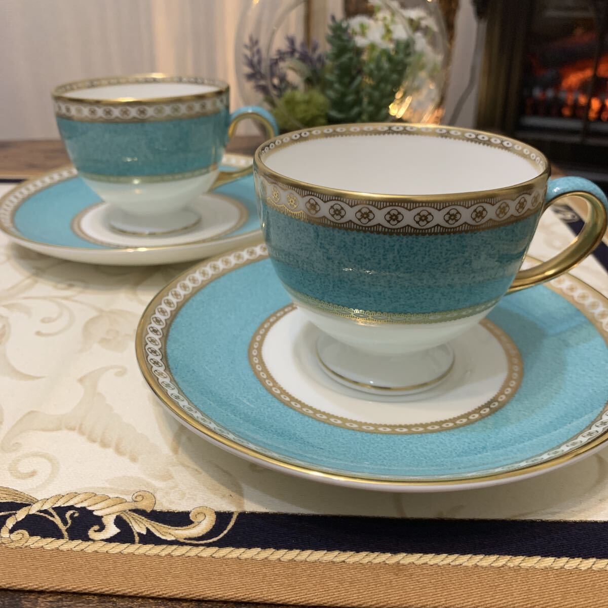 WEDGWOODウェッジウッド2客ユーランダーターコイズカップ&ソーサー WEDGWOODウェッジウッド2客ユーランダーターコイズカップ&ソーサー