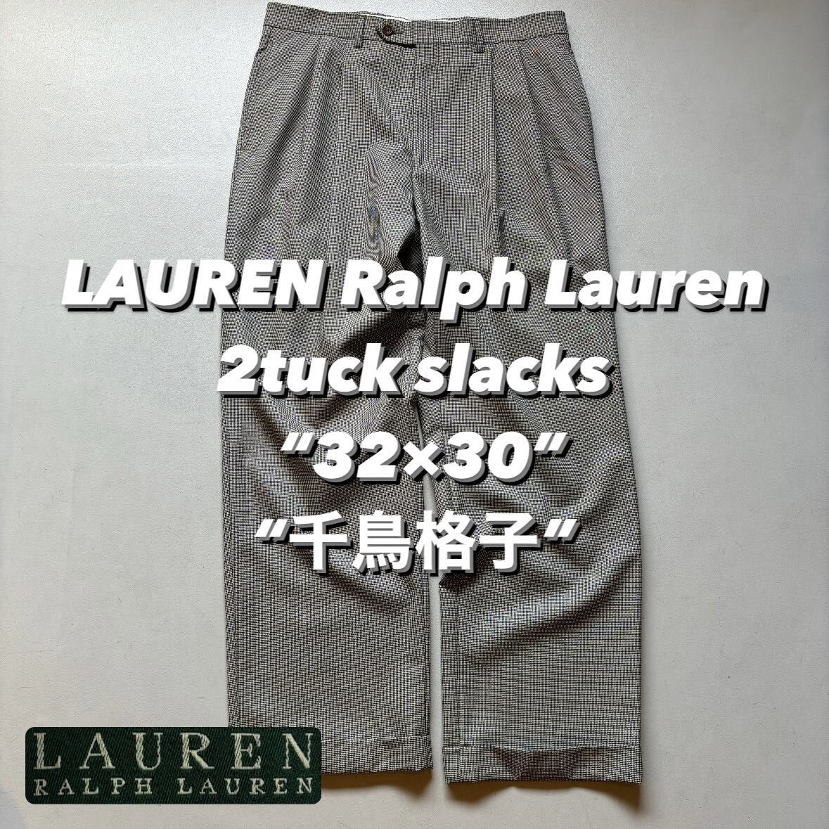 LAUREN Ralph Lauren 2tuck slacks “32×30” “千鳥格子” ローレンラルフローレン 2タックスラックス サマーウール