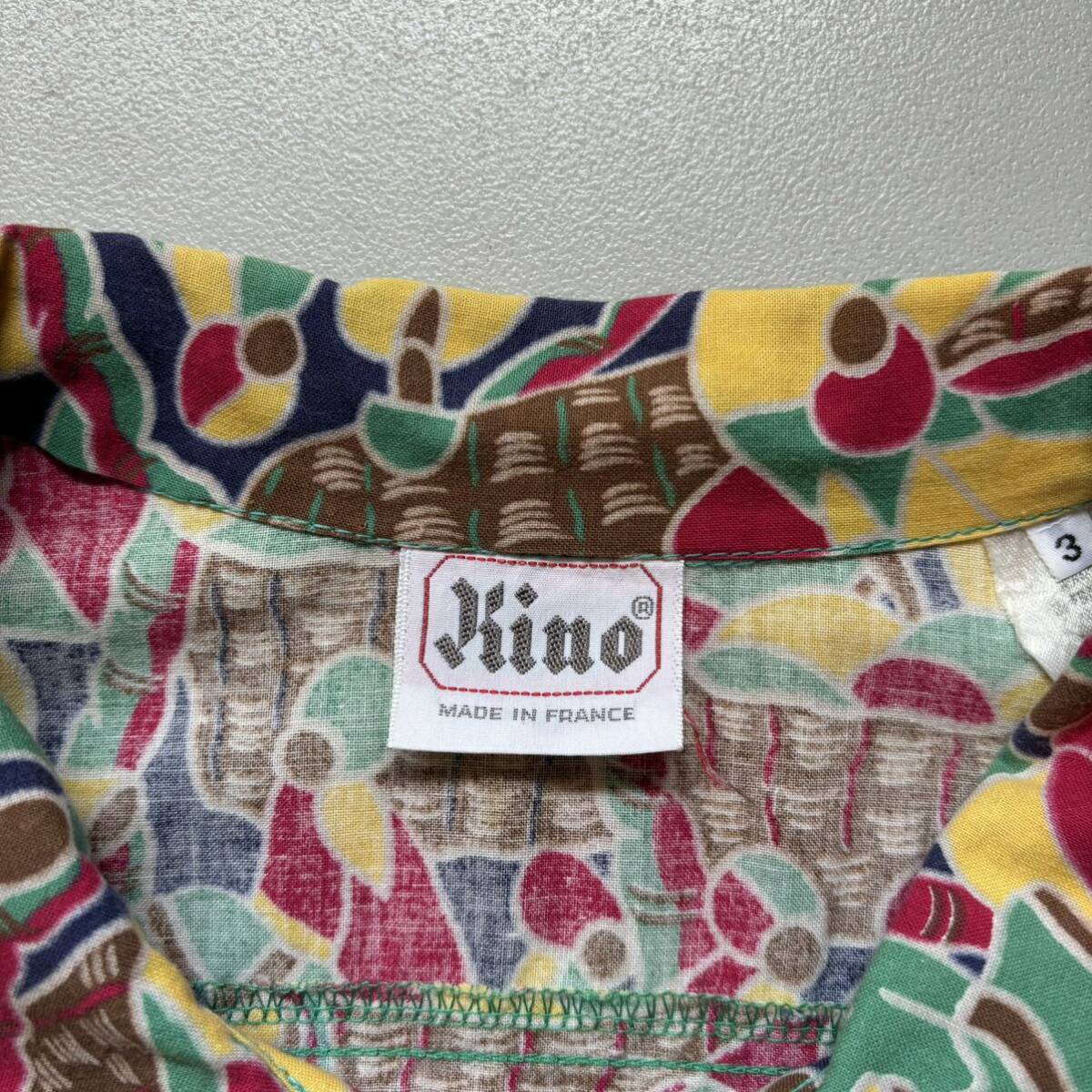 KINO All-over pattern S/S shirt “size L” “made in France” 総柄シャツ 半袖シャツ フランス製_画像6