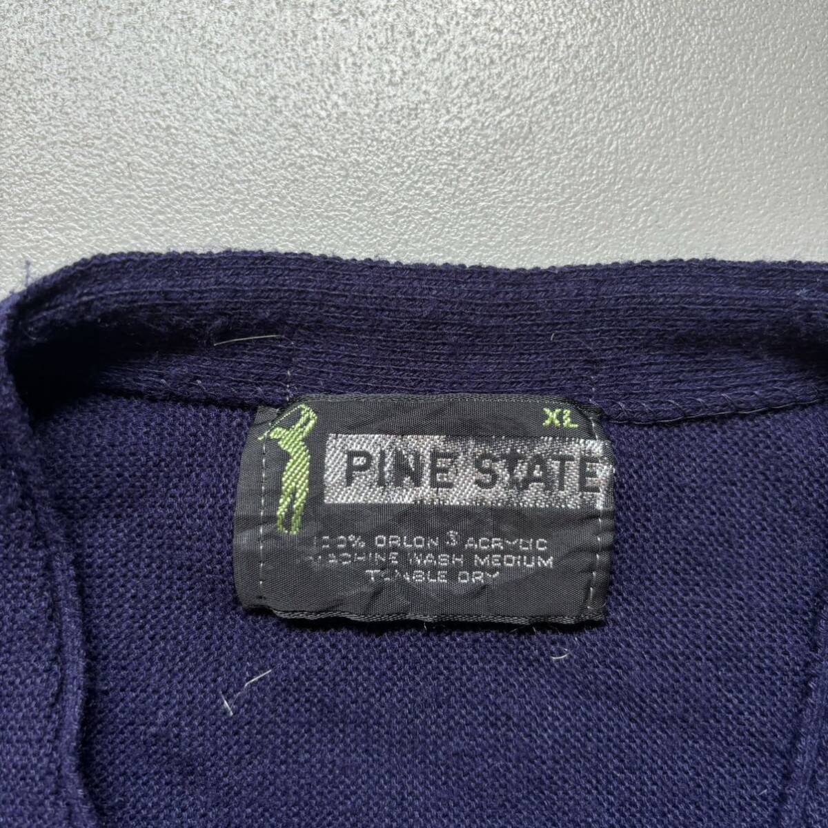 PINE STATE acrylic cardigan “size M” 紺 アクリルカーディガン アクリルニット