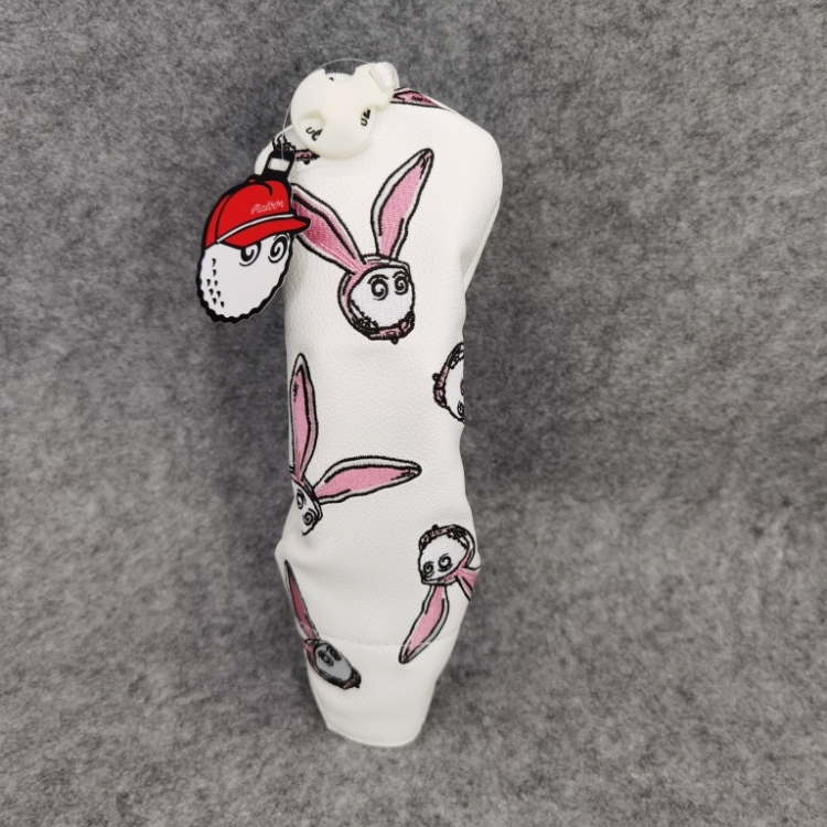 ヘッドカバー 6個セット Malbon ホワイト ウサギ刺繍 6点自由組合せ可 ドラバーカバー ウッドカバー UTカバー パターカバー_画像5