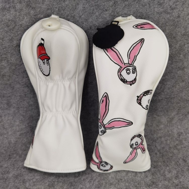 ヘッドカバー 6個セット Malbon ホワイト ウサギ刺繍 6点自由組合せ可 ドラバーカバー ウッドカバー UTカバー パターカバー_画像4