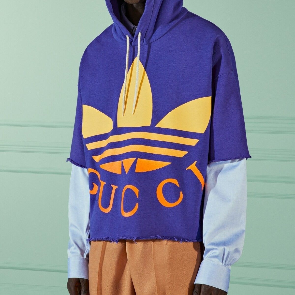 GUCCI x ADIDAS　半袖スウェットパーカー　定価162800円　グッチ　アディダス　ビッグロゴ　トレフォイル　Tシャツ　