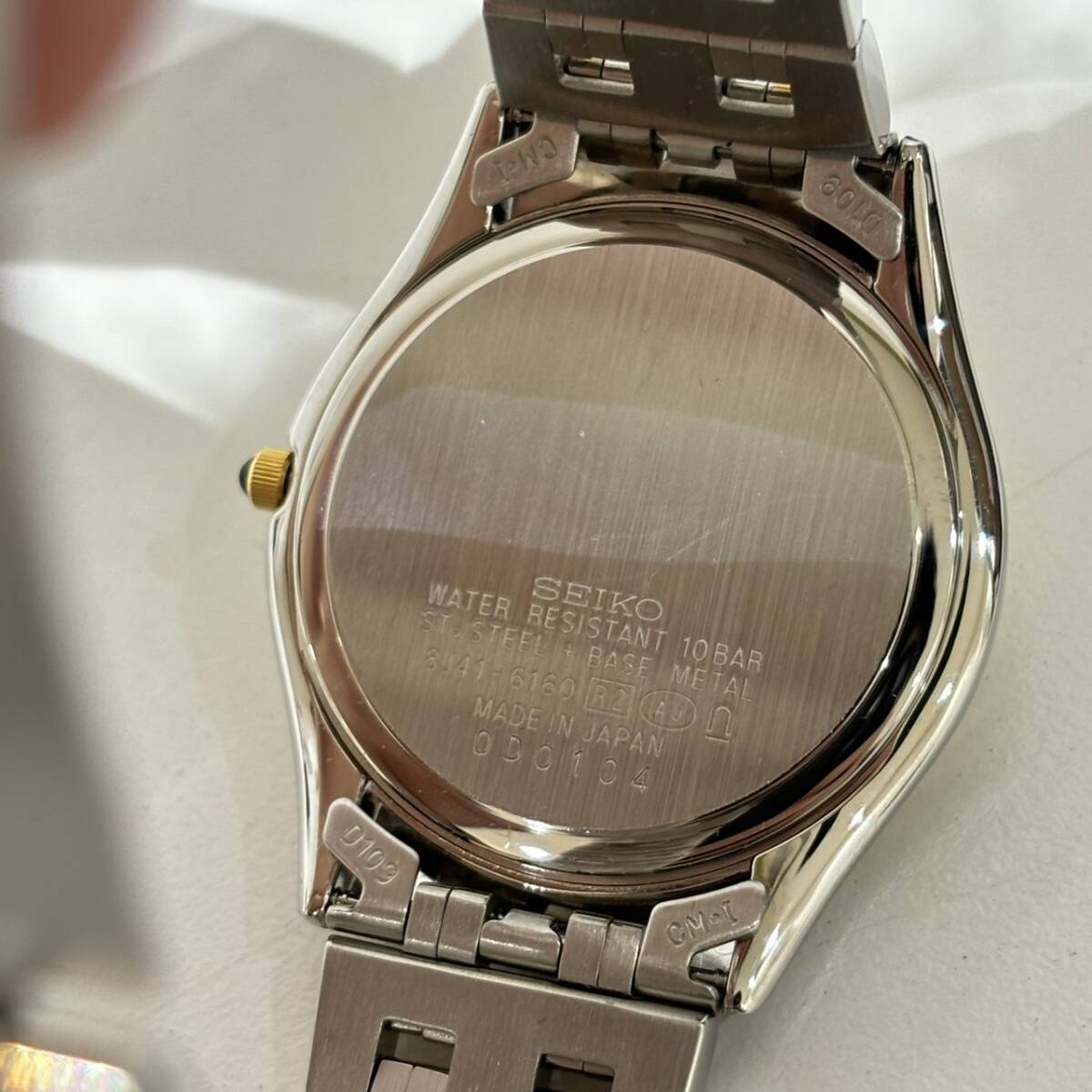 【AMT-11108】SEIKO 8J41-6160 腕時計 DOLCE ドルチェ セイコー 不動 クウォーツ アイボリー文字盤 時計 箱付き 純正ベルト メンズ_画像6