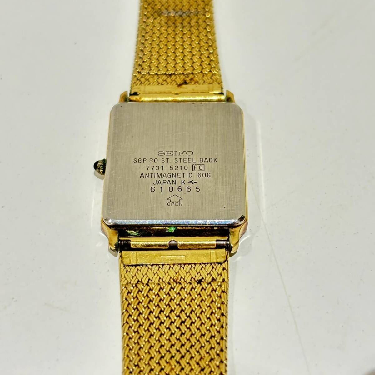 【AMT-10797】SEIKO セイコー Dolce ドルチェ 7731-5210 ゴールド スクエア メンズ クォーツ QUARTZ QZ 不動品 時計 腕時計 ウォッチ_画像8