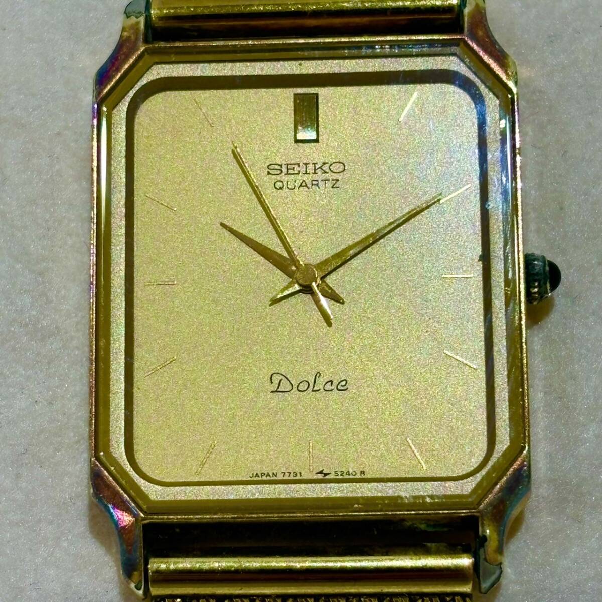 【AMT-10797】SEIKO セイコー Dolce ドルチェ 7731-5210 ゴールド スクエア メンズ クォーツ QUARTZ QZ 不動品 時計 腕時計 ウォッチ_画像3